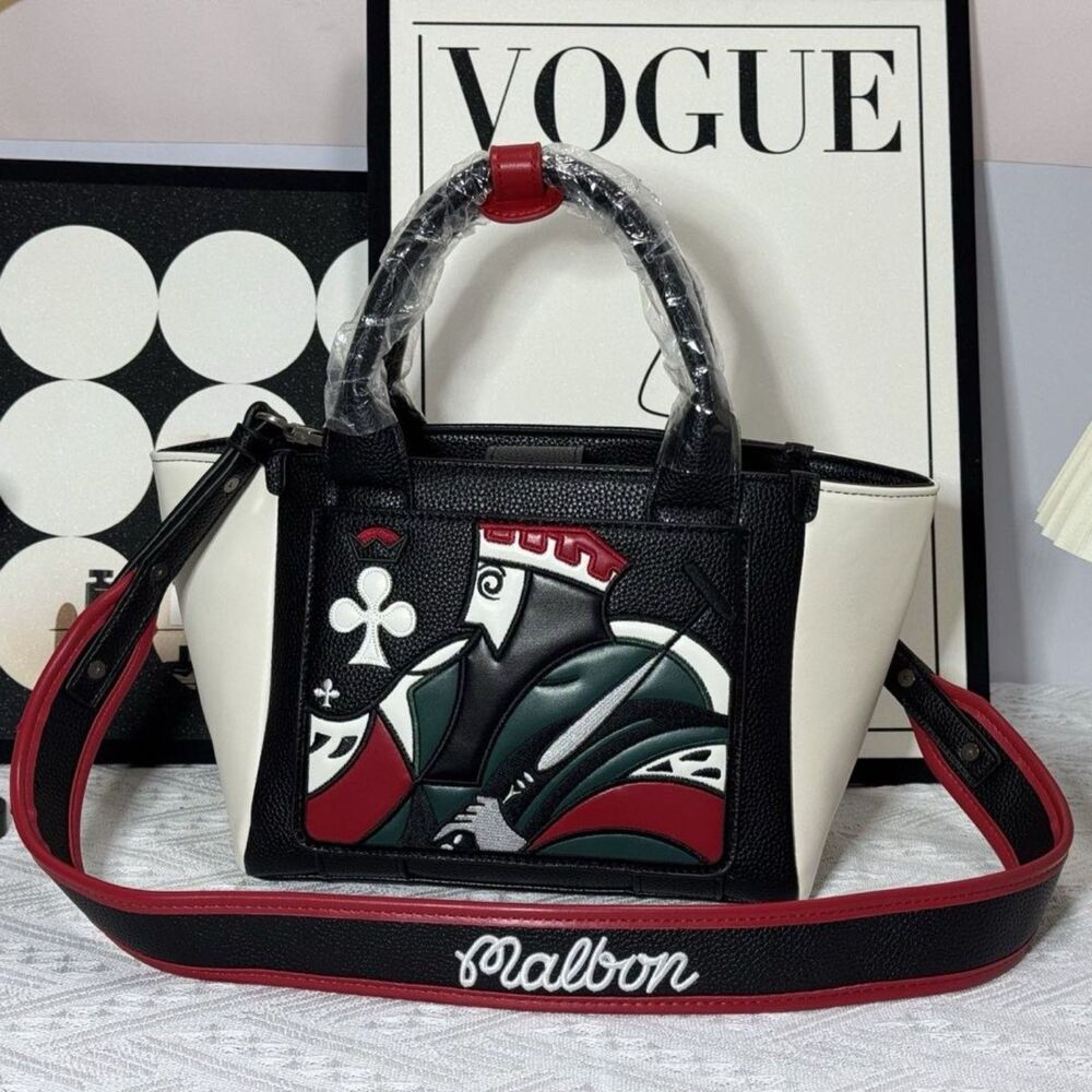 Malbon Golf Handbag 26 New Unisex Poker Pattern Tote Shoulder Bag